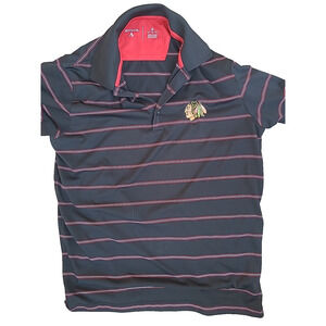Chicago Blackhawks Golf Polo Shirt Men's Medium Black Antigua
